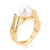 Brass Micro Pave Clear Cubic Zirconia Adjustable Ring Settings KK-T076-13G-4