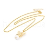 Mother's Day Jewellery Butterfly Rack Plating Brass ABS Pearl Pendant Necklaces NJEW-S423-03G-2