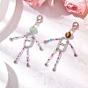 Tiger Eye Beads with Natural Quartz Beads and 201 Stainless Steel Links and Glass Seed Beads and Zinc Alloy Lobster Claw Clasps Decorations HJEW-JM03035-1