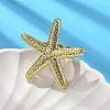 Starfish Brass Cuff Rings for Women RJEW-C123-01G-1