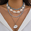 Natural Shell & Plastic Pearl & Glass Seed Beaded Pendant Multi Layered Necklaces for Women FS-WG726DA-11-1