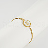 Flat Round with Letter Pattern 304 Stainless Steel Link Bracelets FS-WG4692B-33-1