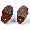 Opaque Resin & Walnut Wood Stud Earring Findings MAK-N032-010A-B03-2