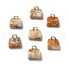 Natural Crazy Agate Brass Pendants KK-E274-01G-10-1