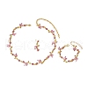 Flower Alloy Rhinestone Link Chain Necklaces & Bracelets & Stud Dangle Earrings Sets FS-WG778CB-01-5