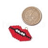Handmade Glass Seed Beads Lip Pendants PALLOY-CJ00136-2