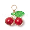 12Pcs 12 Colors Pearlized Glass Pearl Cherry Pendants PALLOY-JF03474-3