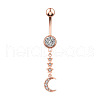 304 Stainless Steel Micro Pave Clear Cubic Zirconia Belly Rings WGC32A5-04-2