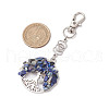 Natural Lapis Lazuli Chips Beads & Alloy Tree of Life Pendant Decorations HJEW-JM03128-02-3