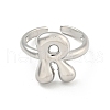 Brass Letter Open Cuff Rings for Women RJEW-G313-01R-P-2