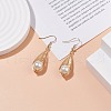 Shell Pearl Braided Teardrop Dangle Earrings EJEW-TA00088-3