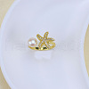 Mother's Day Jewellery Natural Freshwater Pearl with Clear Cubic Zirconia Cuff Rings WGACE42-22-1