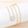 Brass Pave Clear Cubic Zirconia Pendant Necklaces for Women NJEW-Z079-02G-03-3