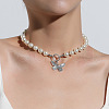 Alloy Butterfly Pendant Plastic Imitation Pearl Beaded Necklaces for Women FS-WGADDC6-01-3