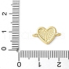Brass Micro Pave Clear Cubic Zirconia Heart Connector Charms KK-A252-09G-3