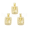 Rack Plating Brass Micro Pave Clear Cubic Zirconia Pendants KK-C011-40G-3