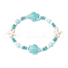 Synthetic Turquoise & Porcelain & Dyed Natural Howlite Beads Stretch Bracelets for Women BJEW-JB11793-03-2