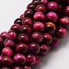 Natural Tiger Eye(Dyed & Heated) Round Beads Strands G-E329-8mm-40D-1