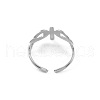 304 Stainless Steel Cross & Infinity Open Cuff Rings for Women RJEW-G285-11P-3