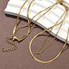 304 Stainless Steel Flat Snake Chain Twisted Chain Double Layer Necklaces NJEW-S453-01G-A-1