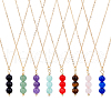 8Pcs 8 Style Natural Mixed Gemstone Round Beaded Pendant Necklaces Set with Iron Cable Chains NJEW-AB00025-1