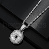 Brass Micro Pave Clear Cubic Zirconia Chunky Initial Pendant Necklaces WG24EA8-15-1