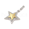 Rack Plating Brass Micro Pave Clear Cubic Zirconia Pendants KK-S380-37E-P-2