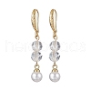 Brass with Glass Beads and ABS Plastic Imitation Pearl Dangle Earring EJEW-JE05939-1