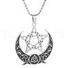 Moon Pentagram Stainless Steel Pendant Necklaces for Women Men FS-WG0AEB1-01-5