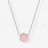 Brass Pave Natural Rose Quartz Hexagon Pendant Necklaces for Women FS-WG13B5A-05-1