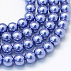 Baking Painted Pearlized Glass Pearl Round Bead Strands HY-Q330-8mm-09-1