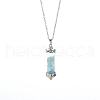 Natural Aquamarine Chip Wishing Bottle Cone Love Glass Pendant Necklaces FL0210-3-1