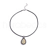 Alloy Pave Natural Shell Teardrop Pendant Waxed Cord Necklaces for Women FS-WG4C67D-05-2