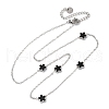304 Stainless Steel & Imitation Black Shell Flower Link Chain Necklaces NJEW-R026-25P-4