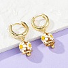 Flower Brass Enamel Hoop Earrings EJEW-Z115-08G-3