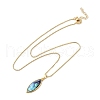 Rack Plating Natural Paua Shell Pendants Necklace NJEW-B104-01A-01G-2