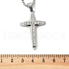 304 Stainless Steel Crystal Rhinestone Religion Cross Pendant Necklaces NJEW-H065-11P-3