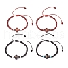 4Pcs Cross Glass Seed Beads with Natural Wood Beads & Red Jasper Beads & Magnesite Beads & Howlite Round Beads Braided Bead Bracelets for Women BJEW-JB11898-2