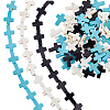 9 Strands 3 Colors Synthetic Turquoise Beads Strands G-HS0001-07-1