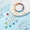 7 Chakra Wire Wrapped Gemstone Chip Ring with Star Pendant Decorations HJEW-ST00001-3