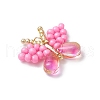 Handmade Glass Seed Beaded Butterfly Pendants PALLOY-MZ00685-01-3