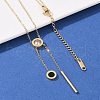 304 Stainless Steel Crystal Rhinestone Flat Round Pendant Y Necklaces NJEW-V001-03G-3