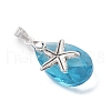 Ocean Themes Alloy & Glass Teardrop Pendants PALLOY-JF03881-4