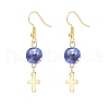 Resin Round Bead with Cross Dangle Earrings EJEW-JE05056-4