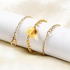304 Stainless Steel Glass Beads Link Chain Bracelets BJEW-A036-14G-02-3