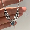Alloy Colorful Rhinestone Angel Wing Heart Pendant Necklaces for Women FS-WGA620E-01-4