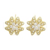 Brass Micro Pave Clear Cubic Zirconia Stud Earrings for Women EJEW-S217-E01-1
