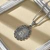 304 Stainless Steel Oval with Virgin Pendant Box Chain Necklaces NJEW-H055-08P-2