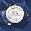 Flat Round 304 Stainless Steel Cubic Zirconia Pendant Necklaces & Bracelets & Stud Earrings Sets for Women SJEW-C004-19G-1