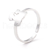 Kittens and Puppies 304 Stainless Steel Cuff Ring for Women RJEW-B035-09P-1